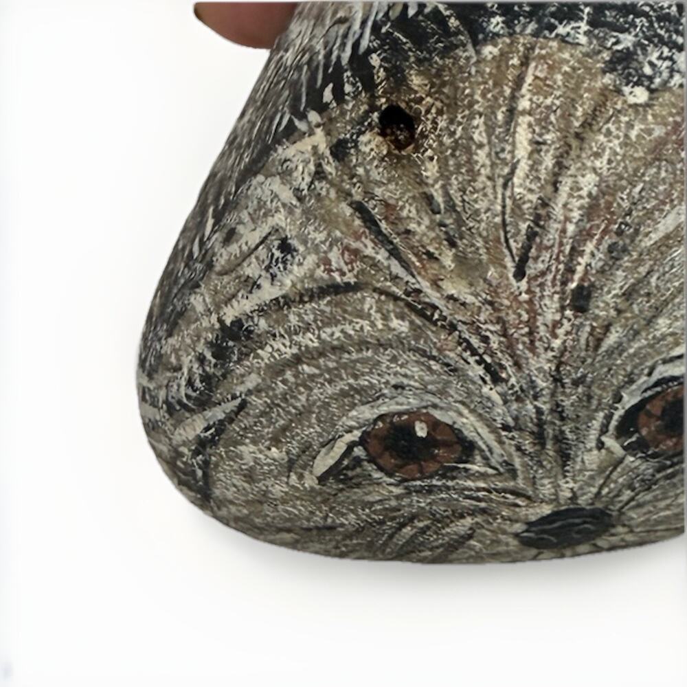 Vintage Maltese Terrier Dog Puppy Hand Painted Rock Stone Signed 4” - Picture 3 of 7